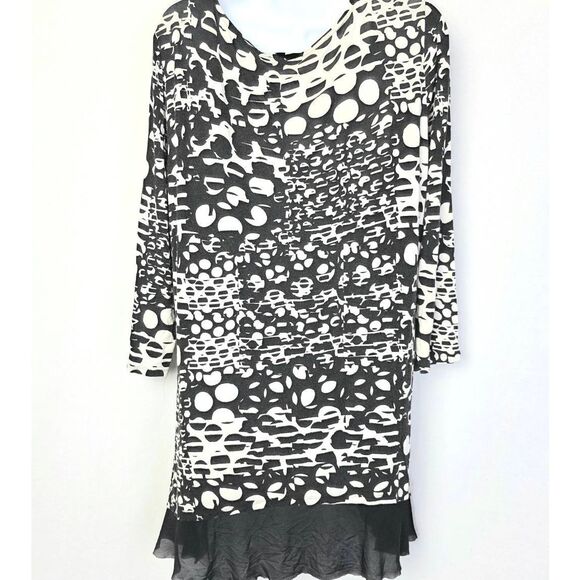 Cupio Black White Abstract Print Tunic Top XL - Picture 4 of 7